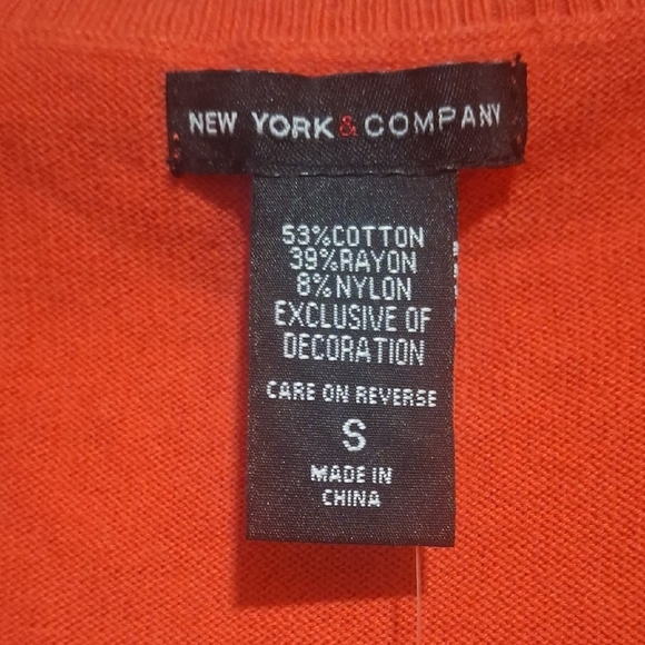NEW.New York & Company Women's Orange Ruffled Cardigan Size S - Picture 2 of 9
